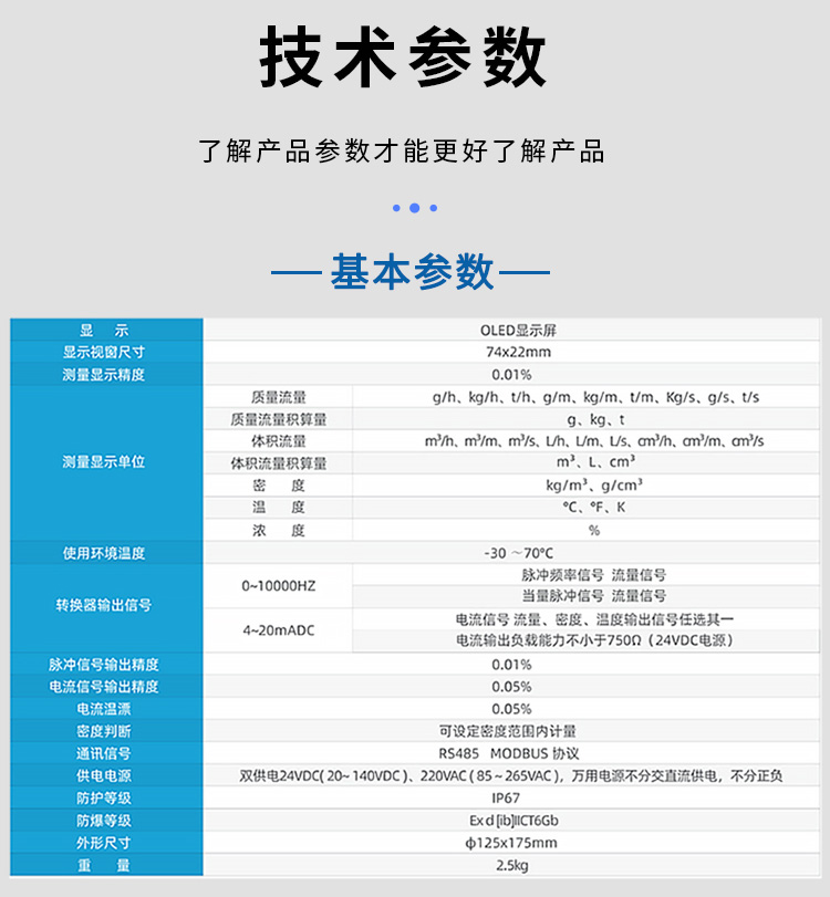 高粘度質(zhì)量流量計技術(shù)參數