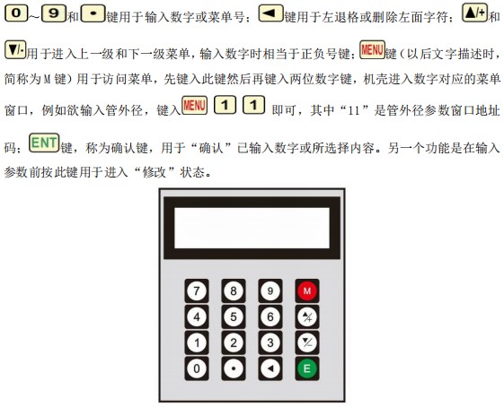 外貼式超聲波流量計按鍵面板說(shuō)明圖